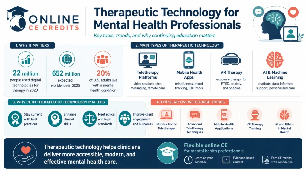 Therapeutic technology for mental health professionals infographic