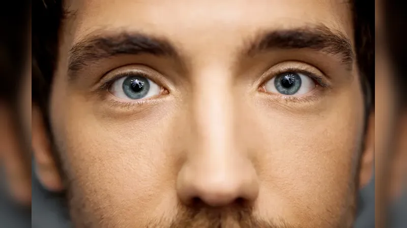 Close-up blue eyes of a male