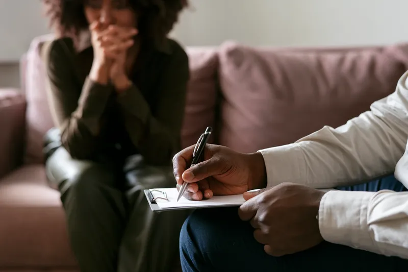 Person sharing feelings emotions therapy session