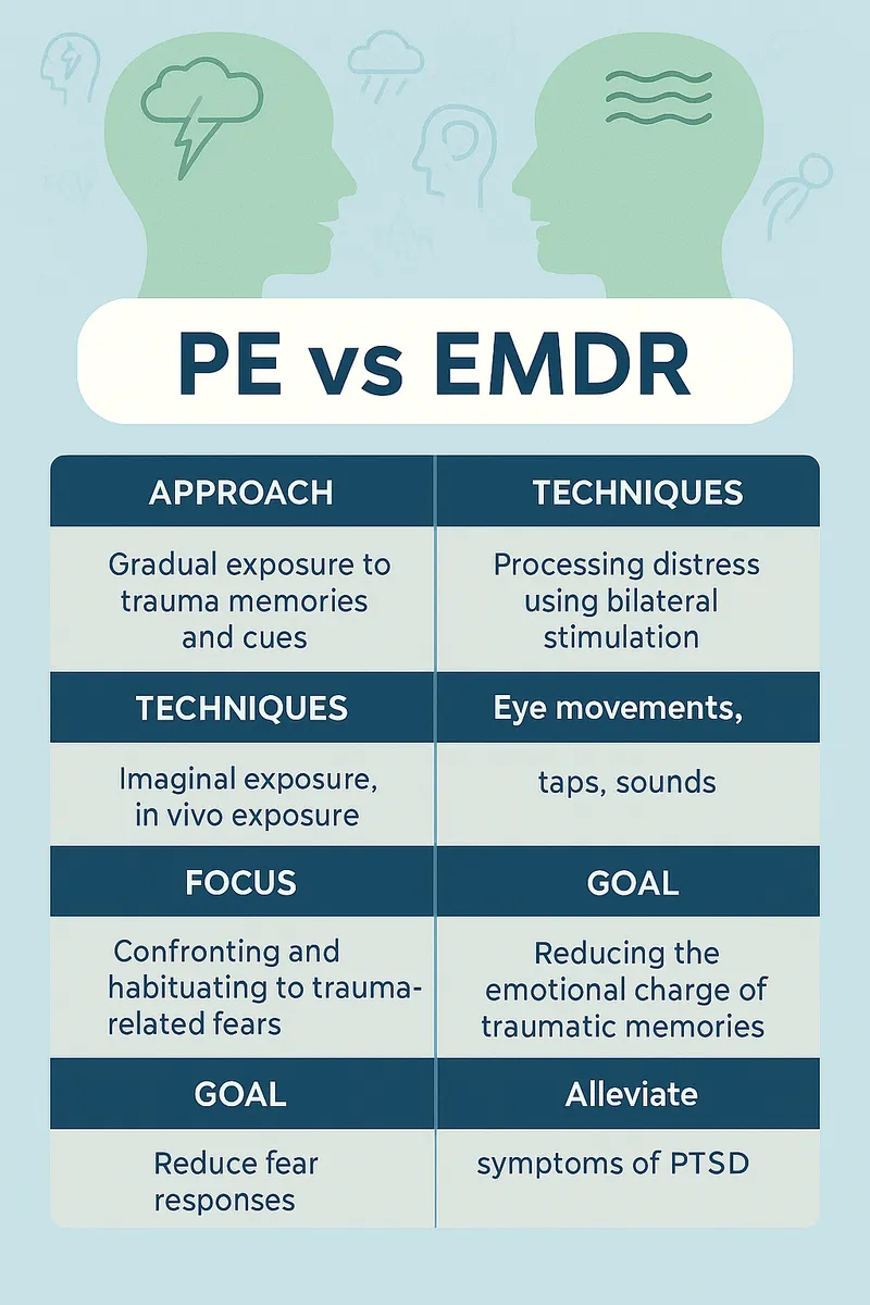 Prolonged exposure vs EMDR therapy infographic