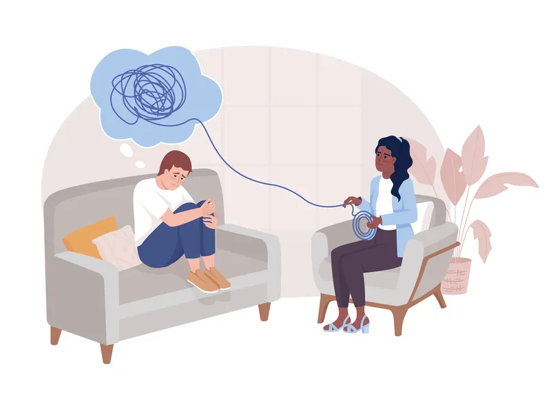 Therapy session flat content vector illustration