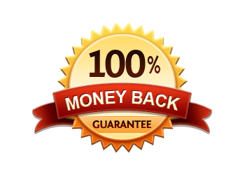 Emblem with 100% Money Back Guarantee in red and gold.