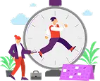 Person running on a clock illustration