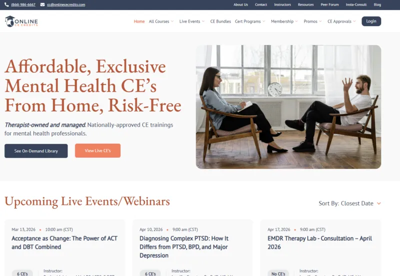 Online CE Credits homepage