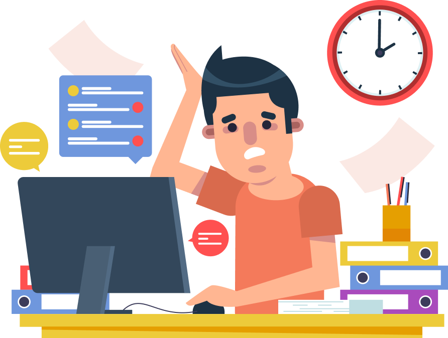 Office pressure and time management concept illustration