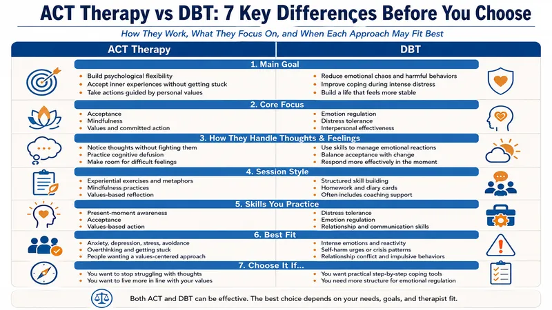 ACT therapy vs DBT infographic OnlineCECredits